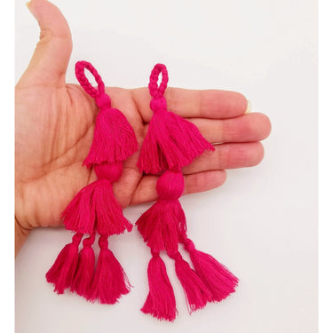 Dark Pink Tassels, Cotton Tassels, Bohemian